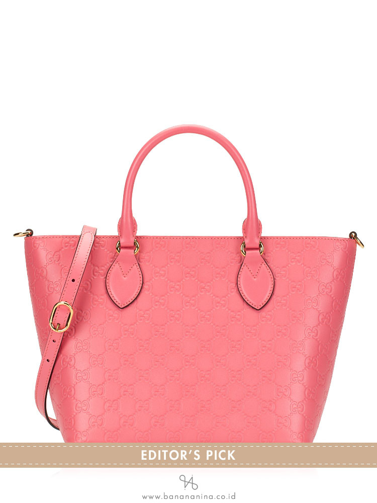 GUCCI Guccissima Leather Small Tote Pink