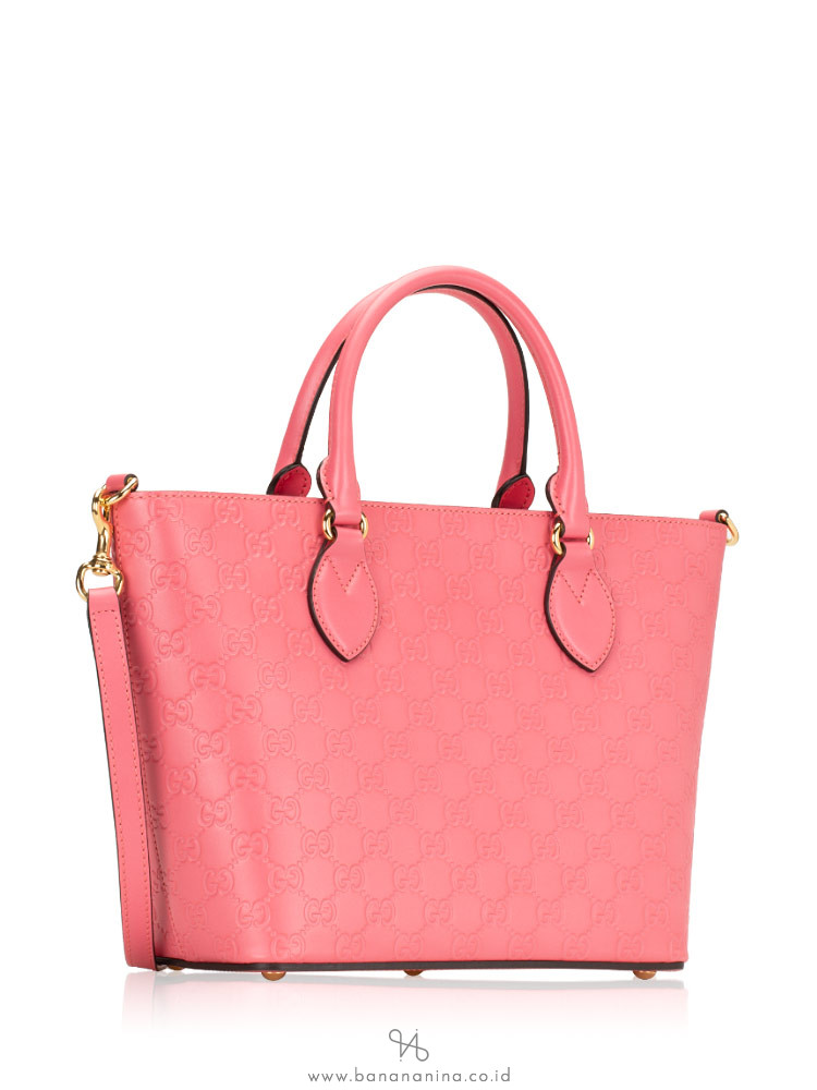 GUCCI Guccissima Leather Small Tote Pink