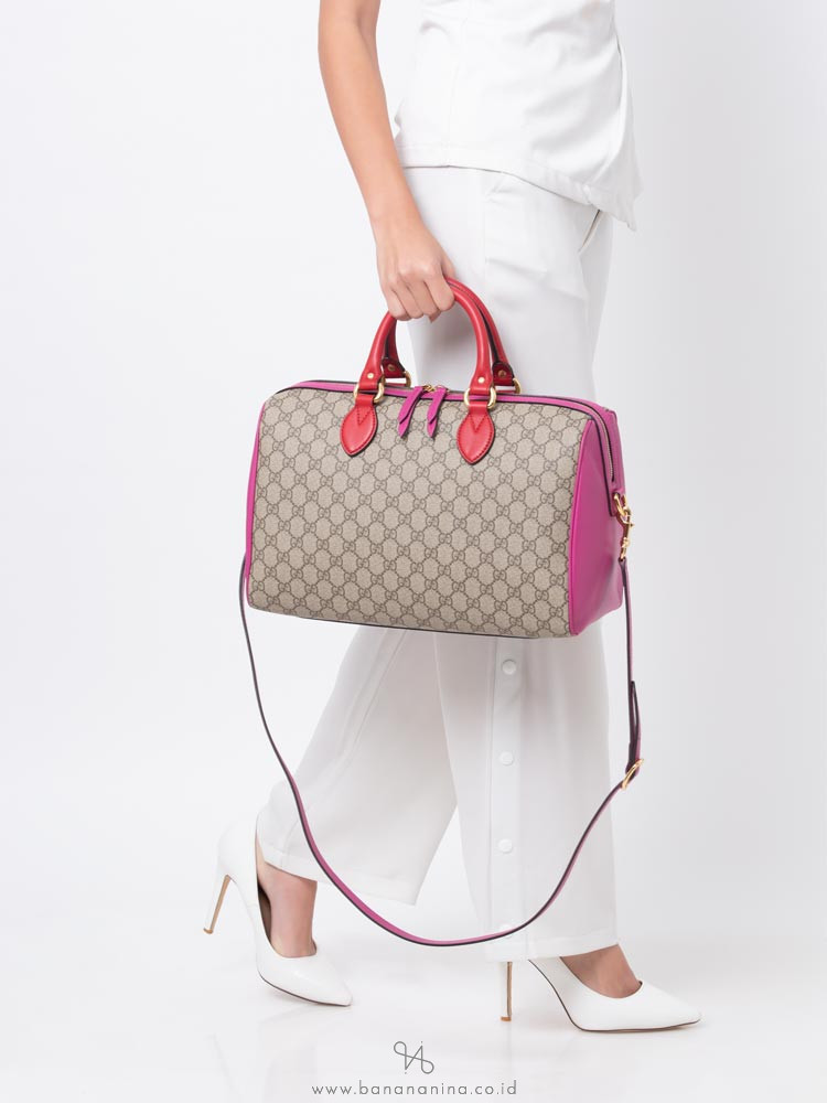 gucci supreme boston bag hibiscus