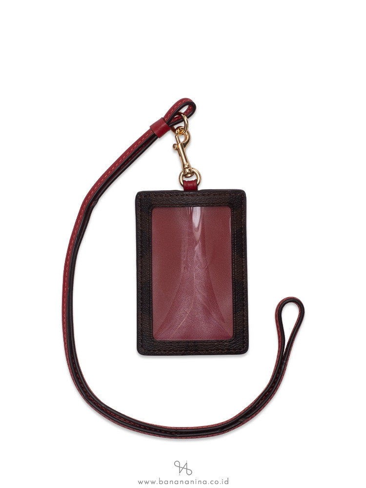 COACH 63274 Signature ID Lanyard Brown Ruby