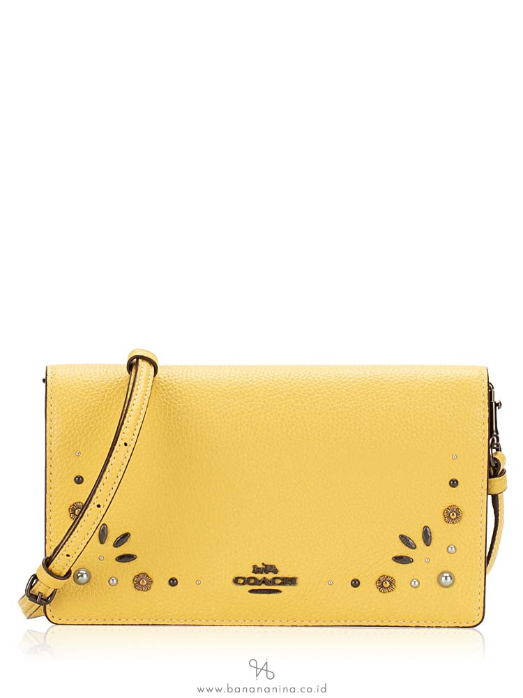 COACH 30428 Prairie Rivets Foldover Crossbody Sunflower