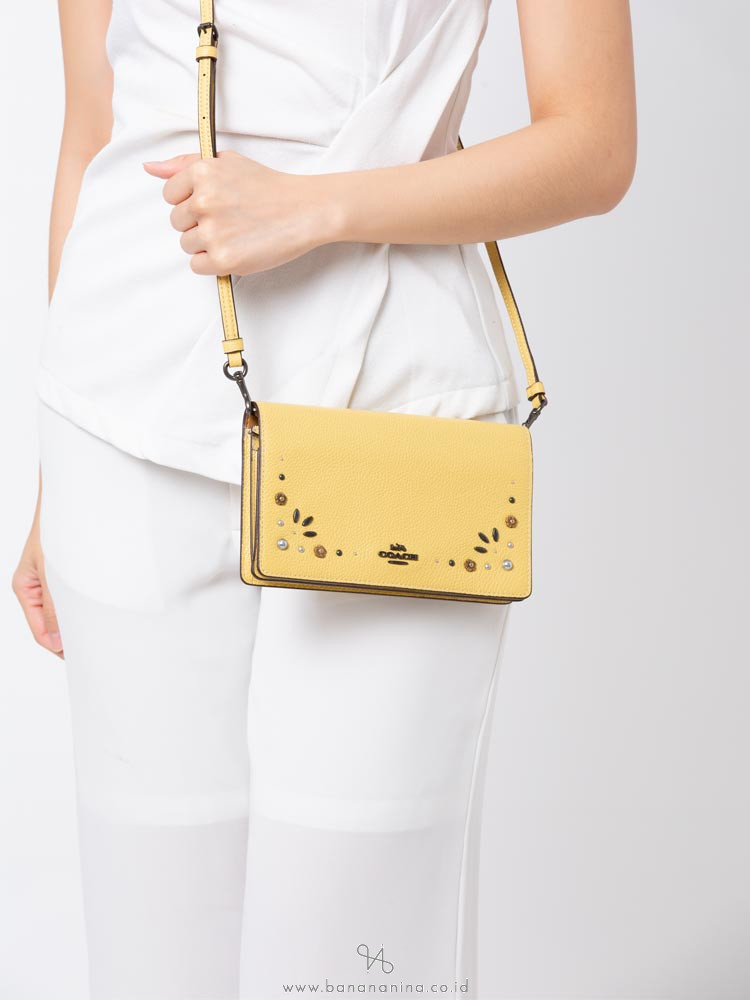 COACH 30428 Prairie Rivets Foldover Crossbody Sunflower