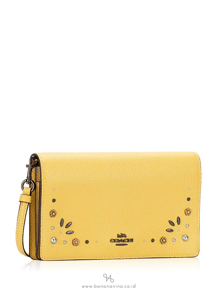 COACH 30428 Prairie Rivets Foldover Crossbody Sunflower