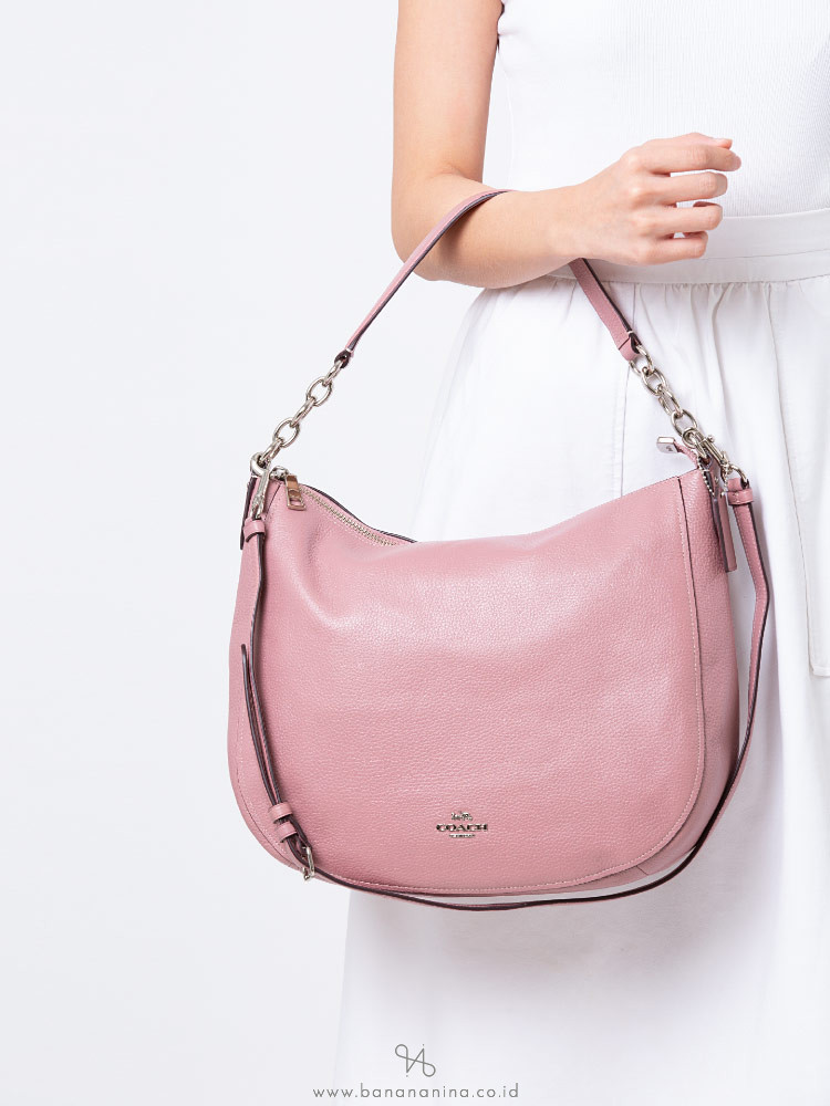 COACH 31399 Pebbled Leather Elle Hobo Dusty Rose