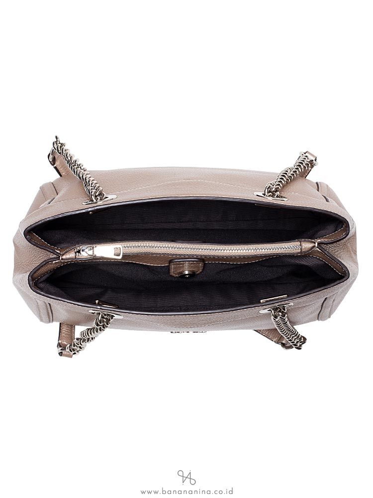 COACH 39019 Metallic Pebbled Leather Chain Brooke Platinum