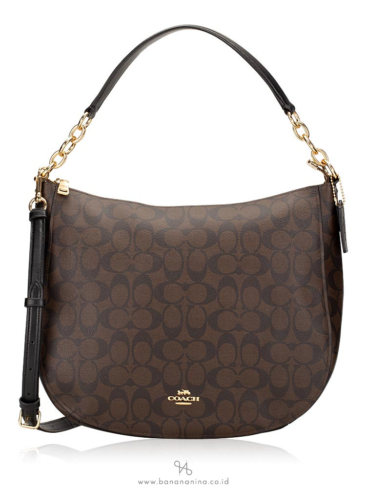 COACH 39527 Signature Elle Hobo Brown Black