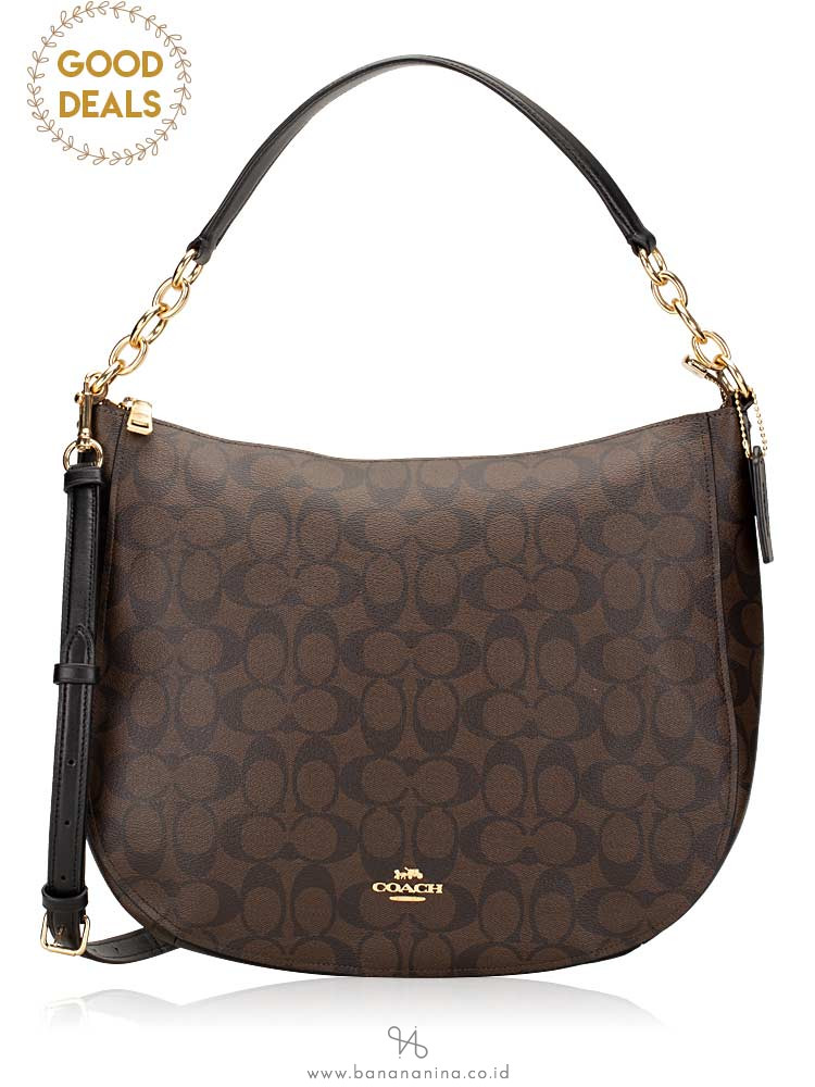 COACH 39527 Signature Elle Hobo Brown Black