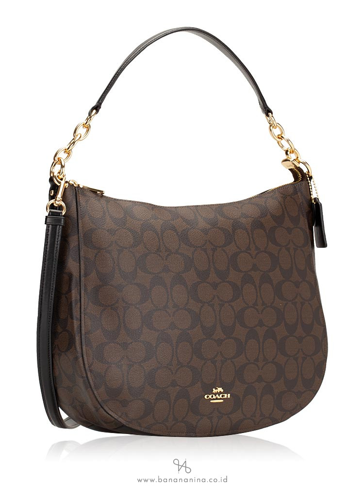 COACH 39527 Signature Elle Hobo Brown Black