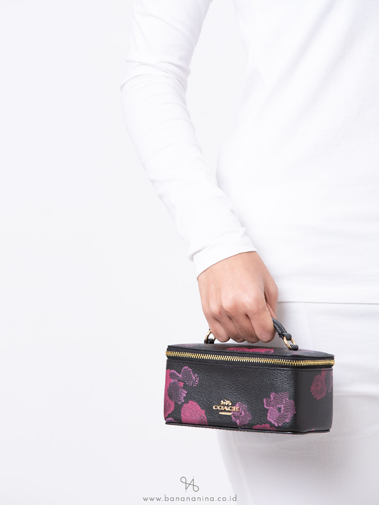 COACH 38638 Halftone Floral Vanity Case Black Multi