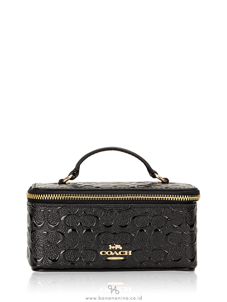 COACH 39743 Signature Patent Leather Vanity Case Black