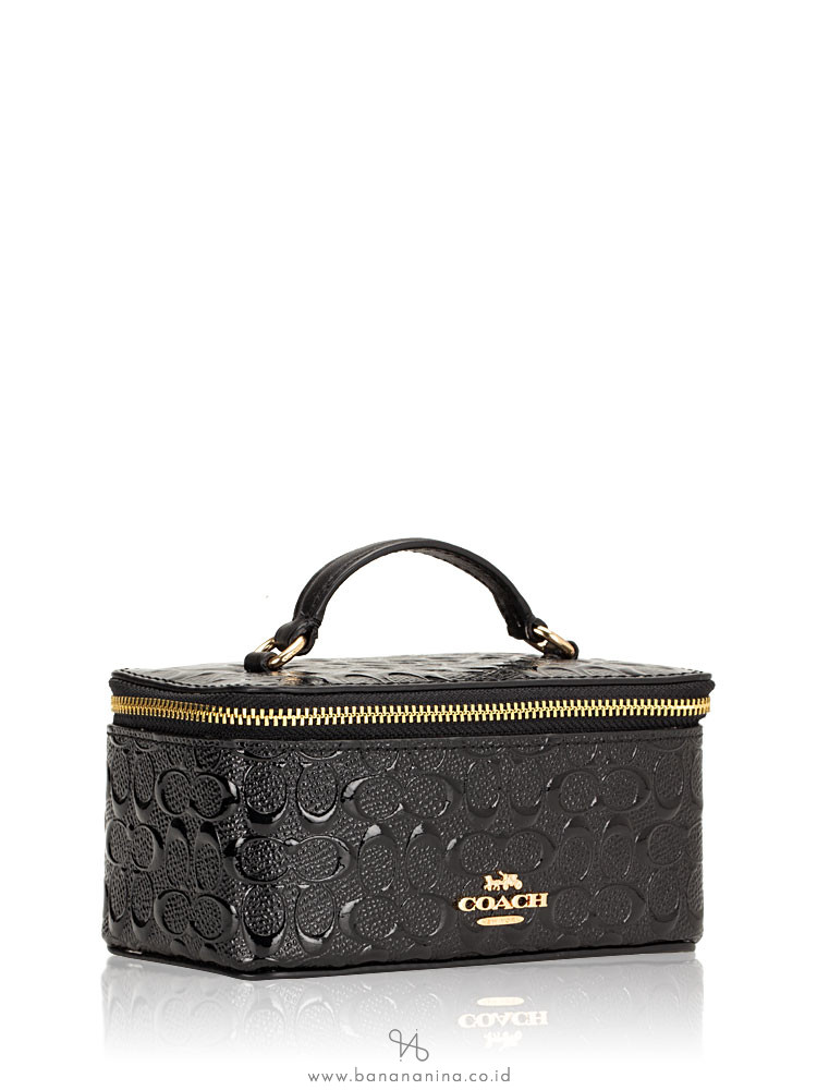 COACH 39743 Signature Patent Leather Vanity Case Black