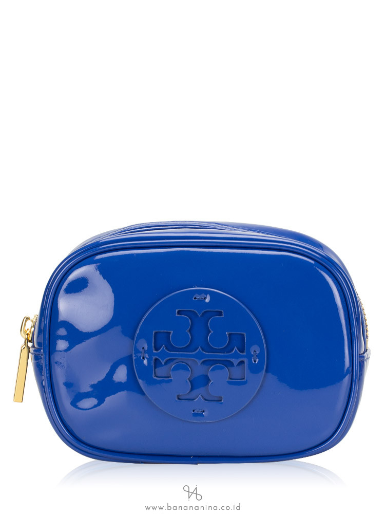 TORY BURCH Stacked Logo Patent Small Cosmetic Case Songbird