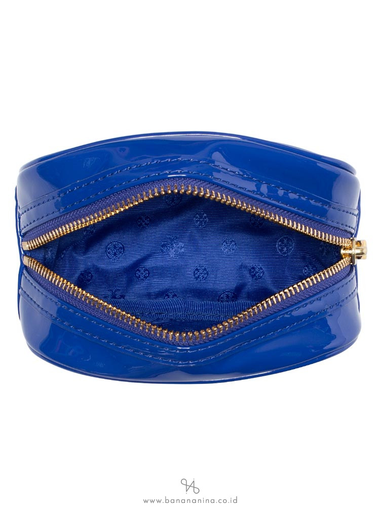 TORY BURCH Stacked Logo Patent Small Cosmetic Case Songbird