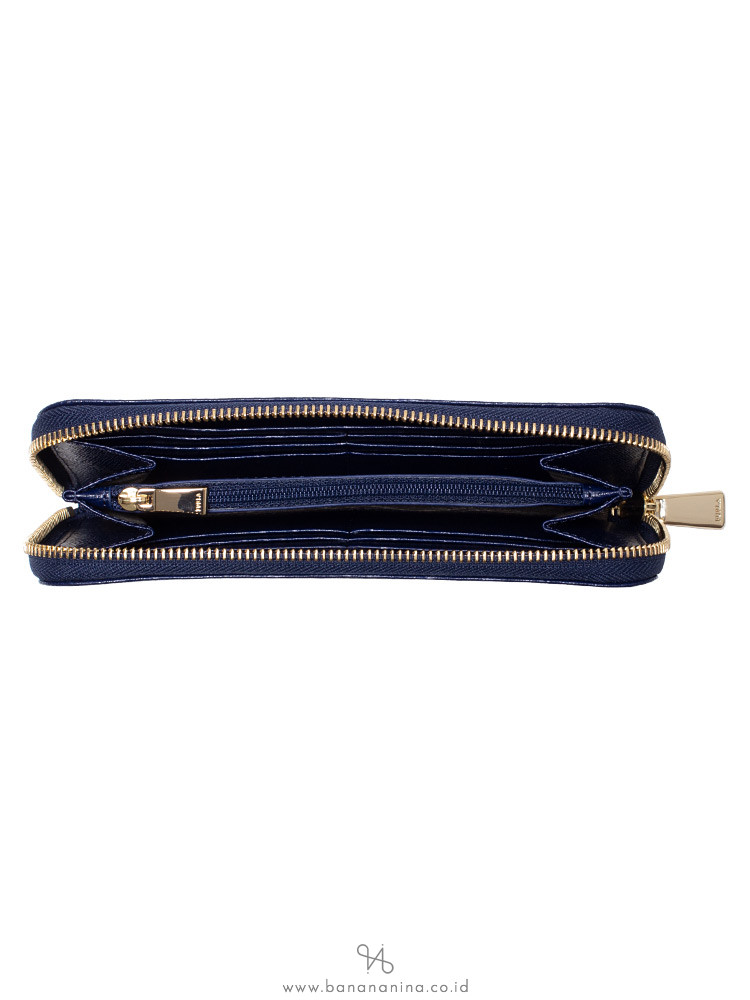 FURLA Classic Leather XL Zip Wallet Navy