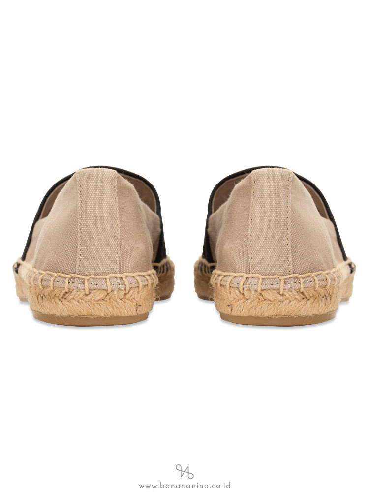 TORY BURCH Weston Canvas Espadrilles Natural Black Sz 7.5