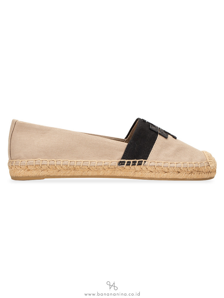 TORY BURCH Weston Canvas Espadrilles Natural Black Sz 7.5