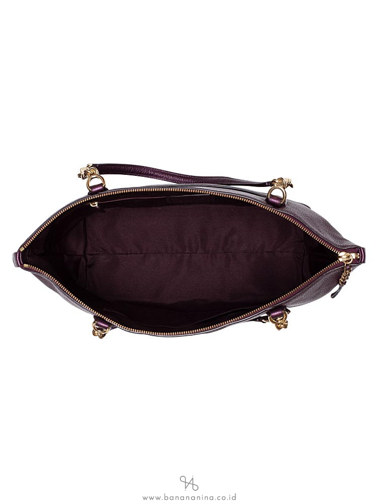 COACH 35868 Pebbled Leather Ava Chain Tote Raspberry