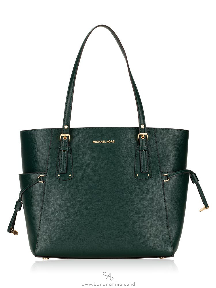 MICHAEL KORS Voyageur Leather Tote Racing Green