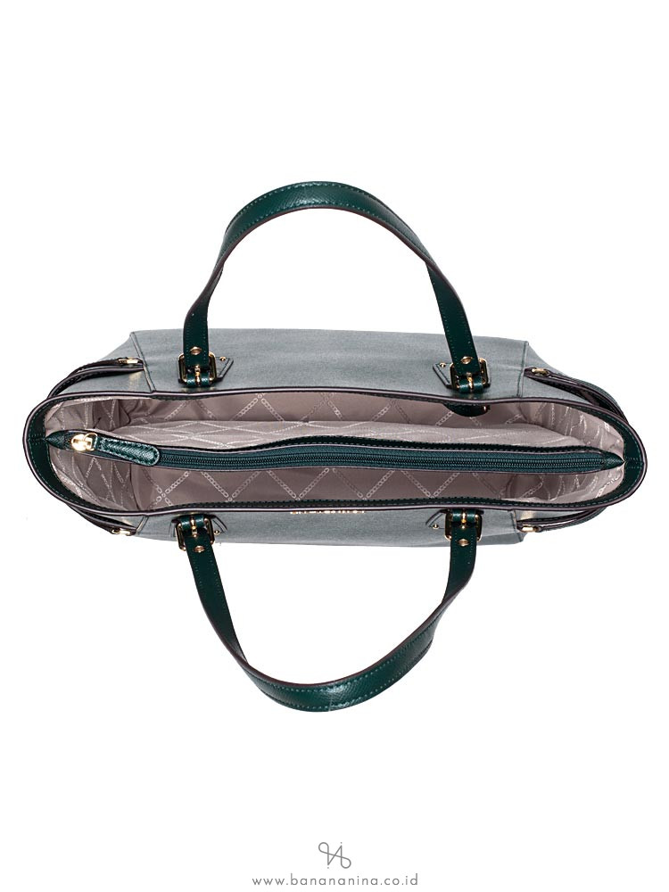 MICHAEL KORS Voyageur Leather Tote Racing Green