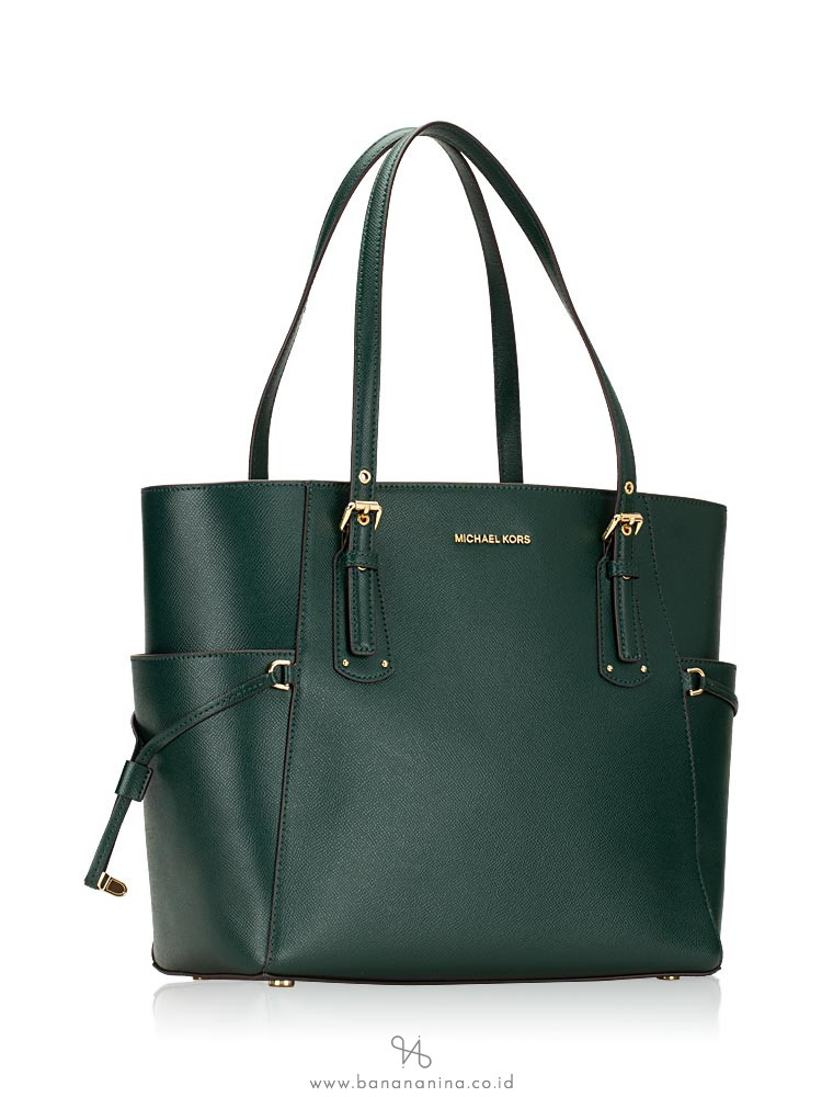 MICHAEL KORS Voyageur Leather Tote Racing Green