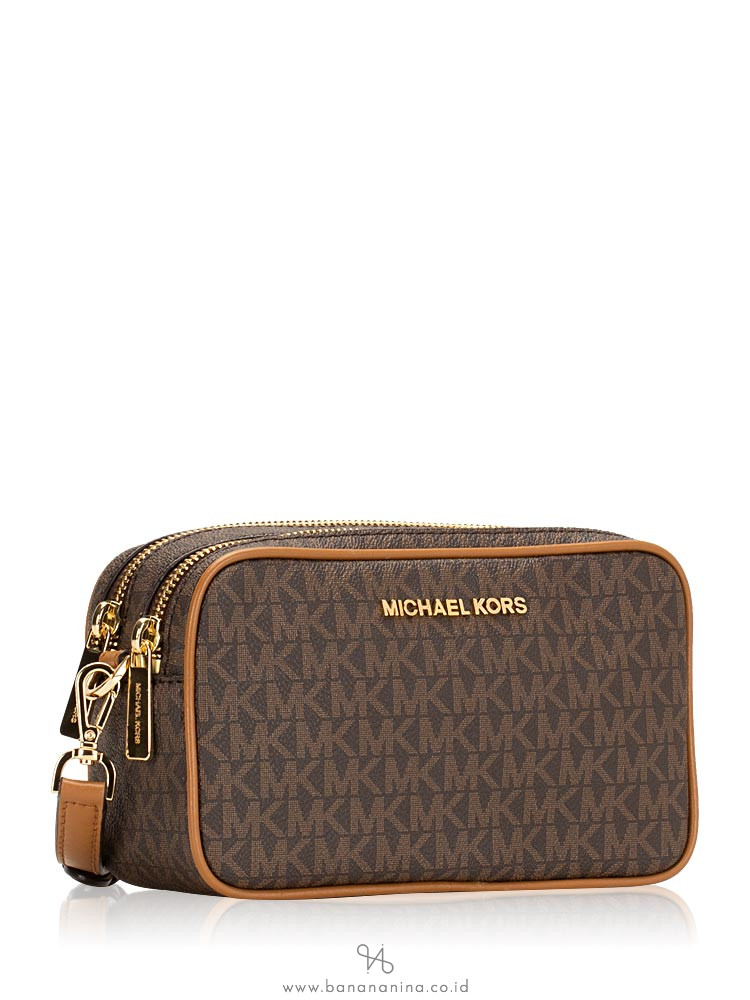 MICHAEL KORS Connie Monogram Small Camera Bag Brown Acorn