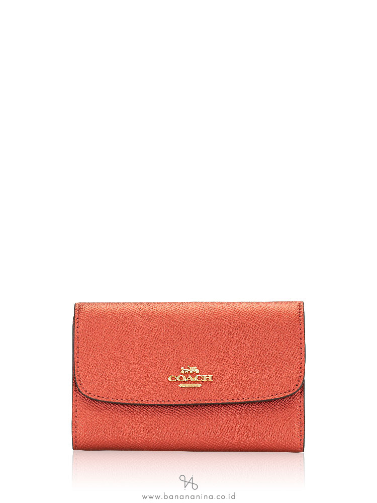 COACH 38700 Metallic Crossgrain Medium Envelope Wallet Currant