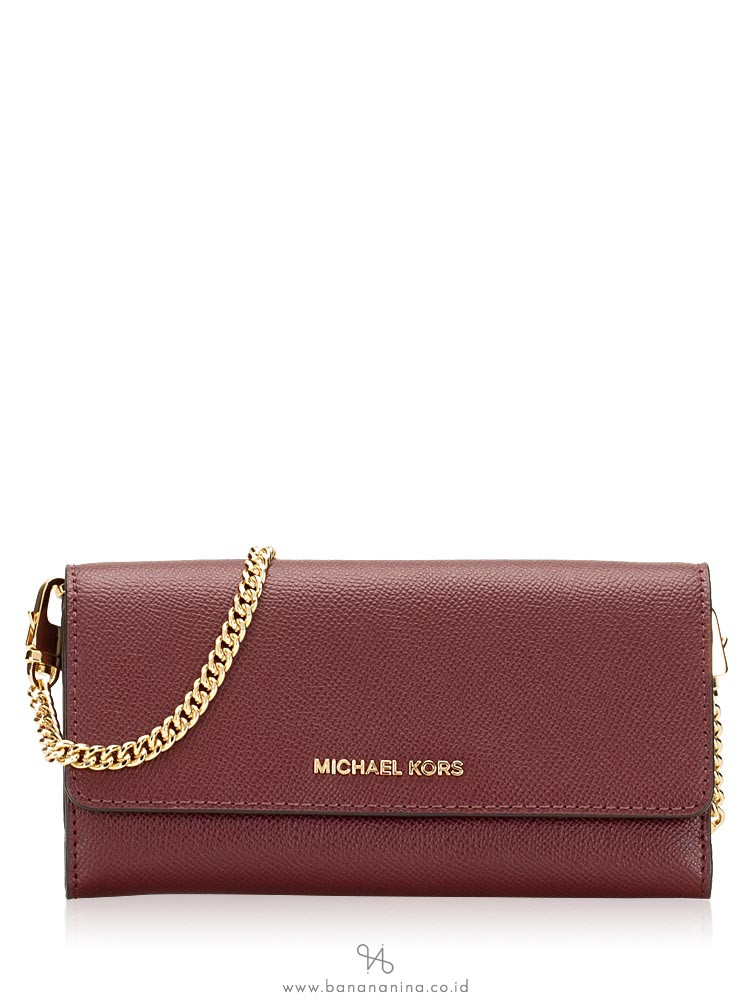 MICHAEL KORS Crossgrain Large Multifunction Chain Wallet Oxblood Multi