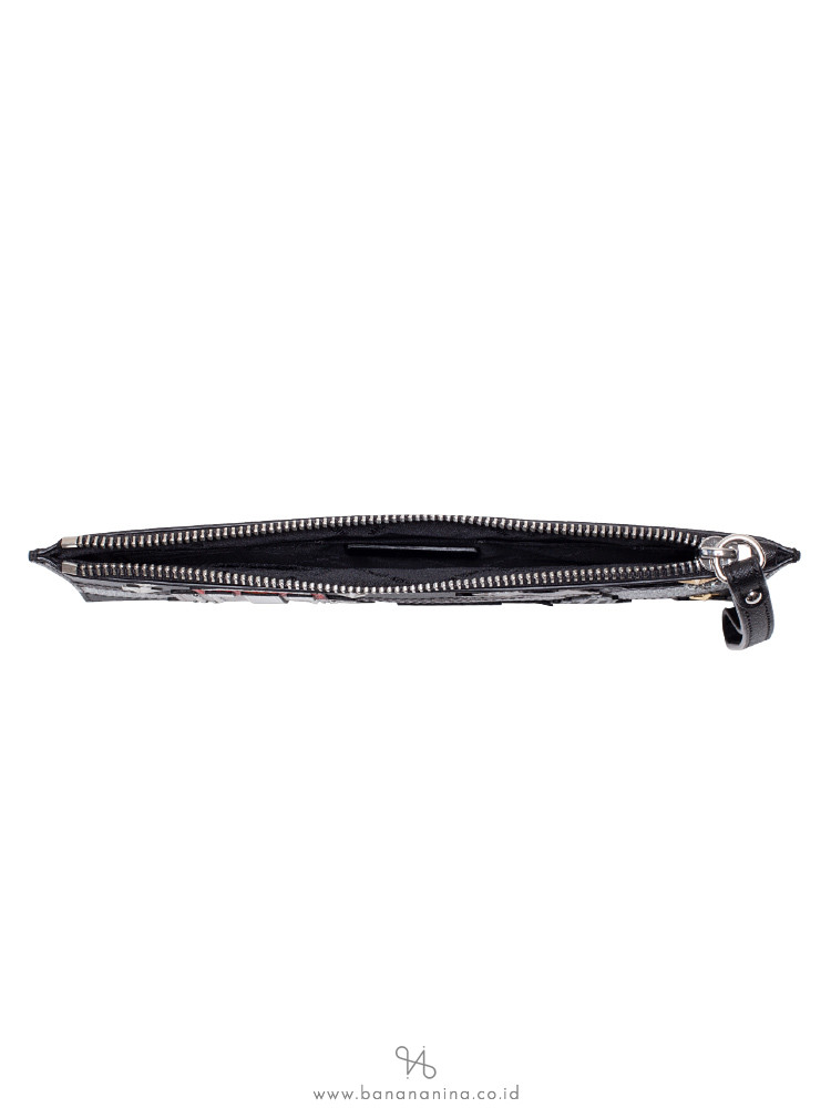 MICHAEL KORS Jet Set Nouveau Novelty XL Zip Clutch Black