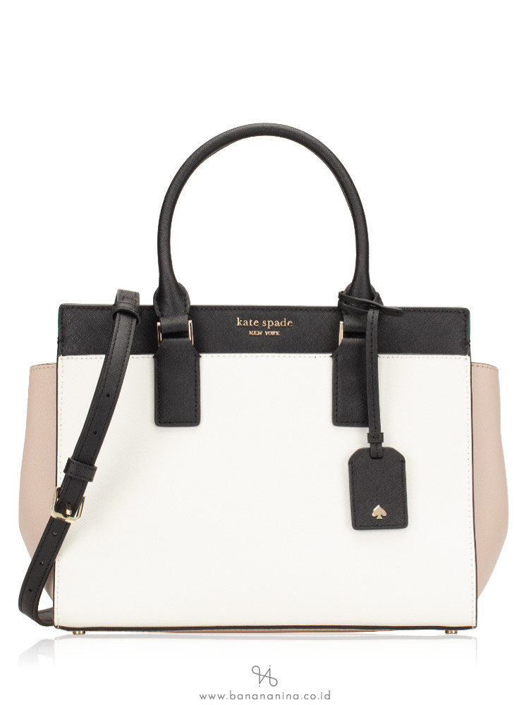 KATE SPADE Cameron Medium Satchel Bright White Warm Beige Black