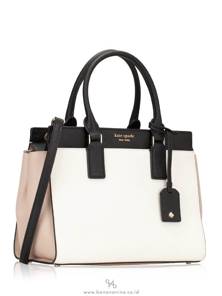 beige and black kate spade bag