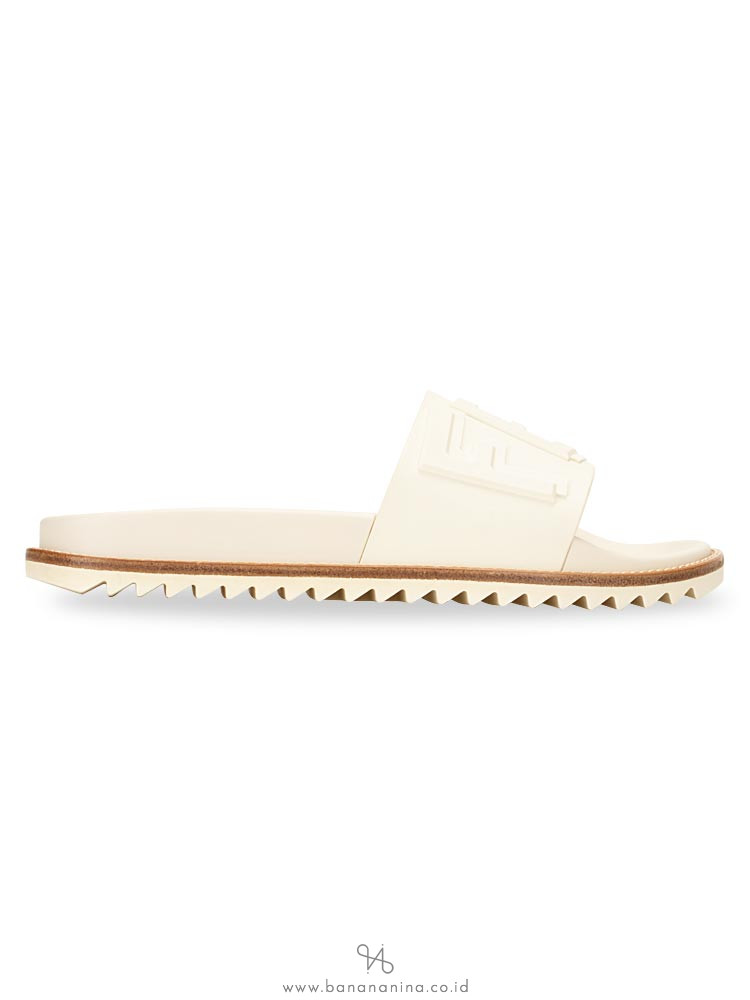 FENDI Men Logo Slide Sandals White Sz 6