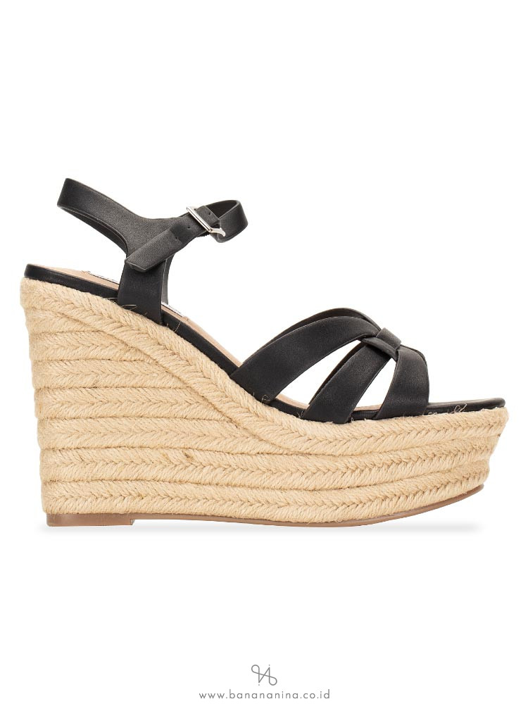 STEVE MADDEN Knight Espadrilles Wedges Black Sz 8