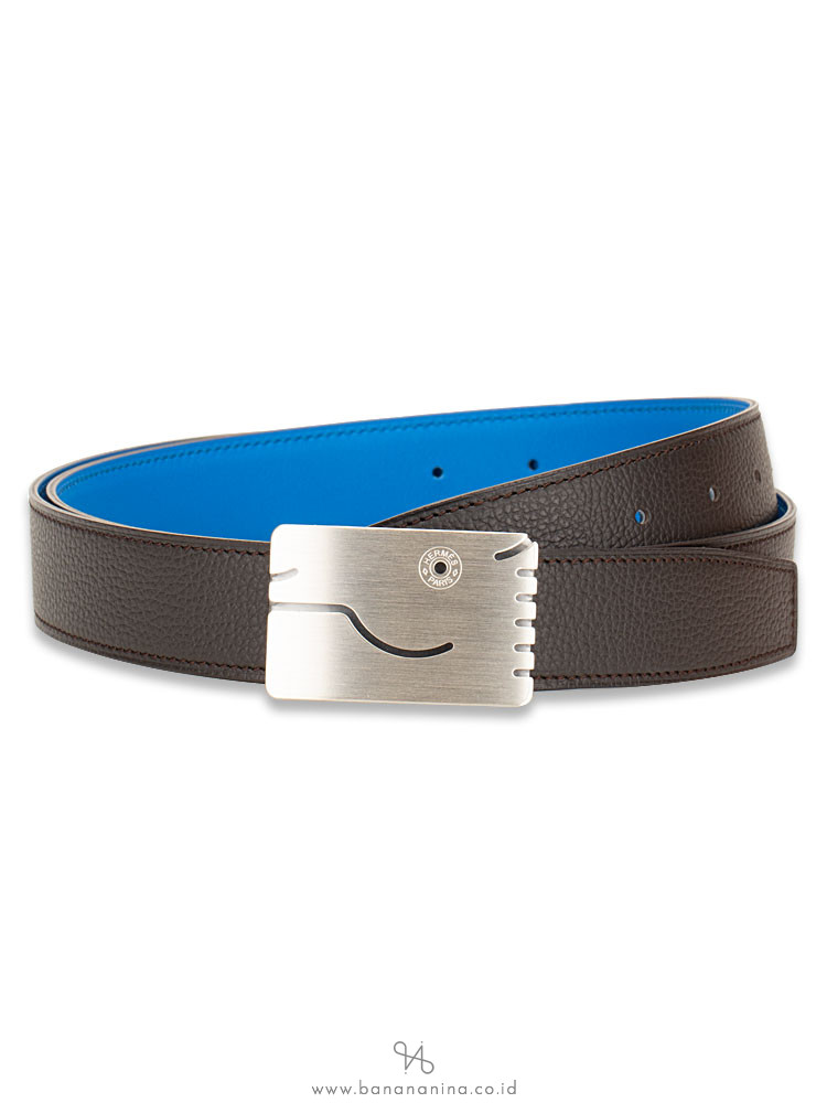 HERMES A Cheval Swift Reversible Belt 32mm Bleu Hydra