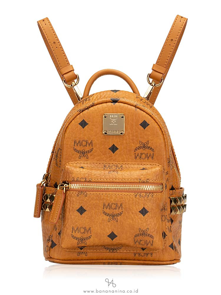 MCM Stark Studded Bebe Boo Cognac