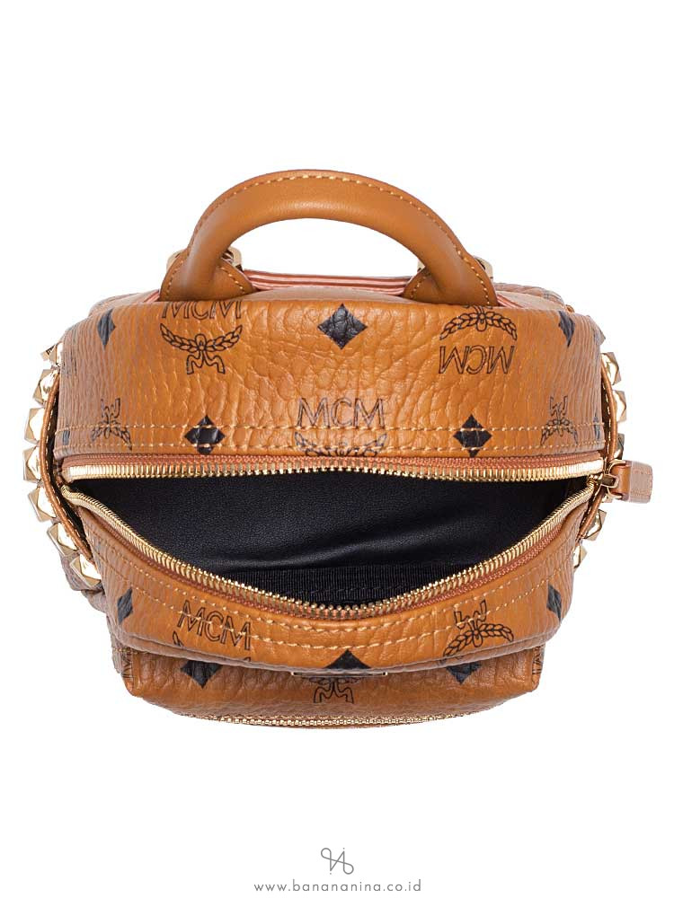MCM Stark Studded Bebe Boo Cognac