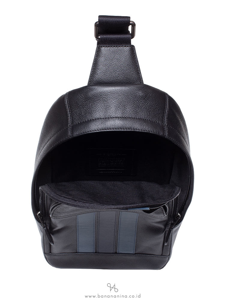COACH Men 49318 Houston Varsity Sling Pack Black Denim Midnight Navy