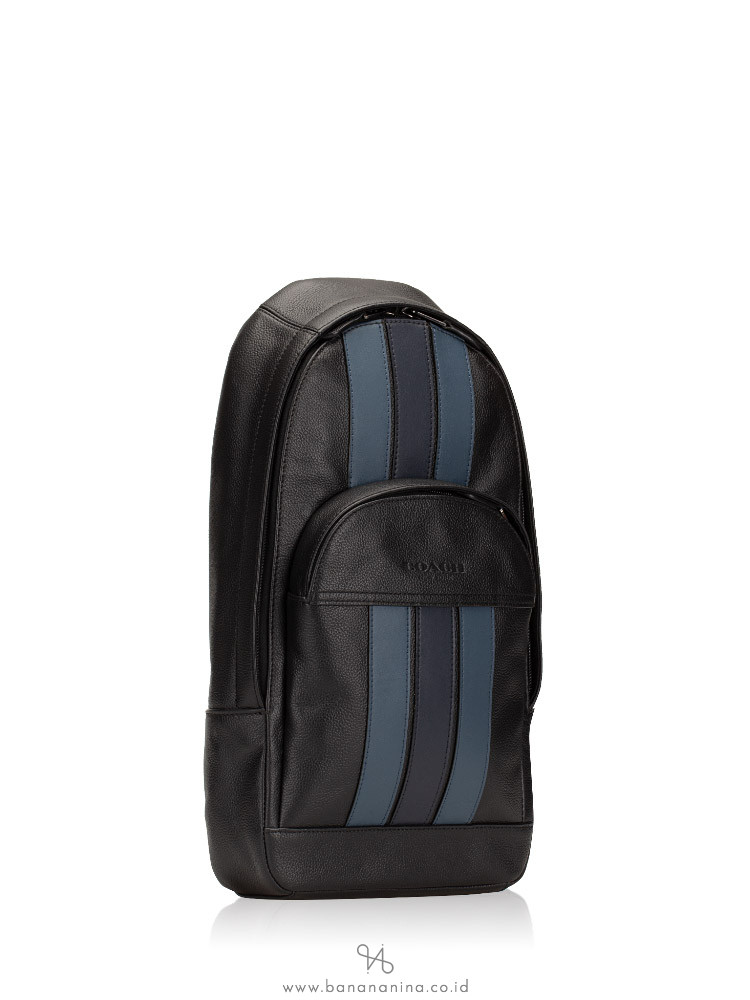 COACH Men 49318 Houston Varsity Sling Pack Black Denim Midnight Navy
