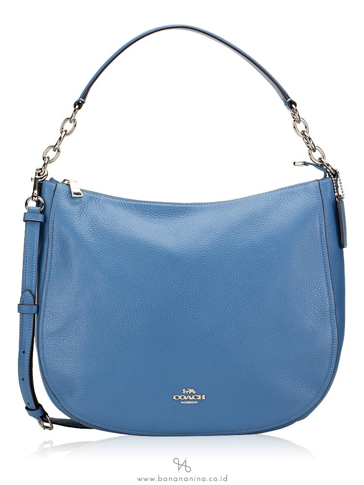 COACH 31399 Pebbled Leather Elle Hobo Sky Blue