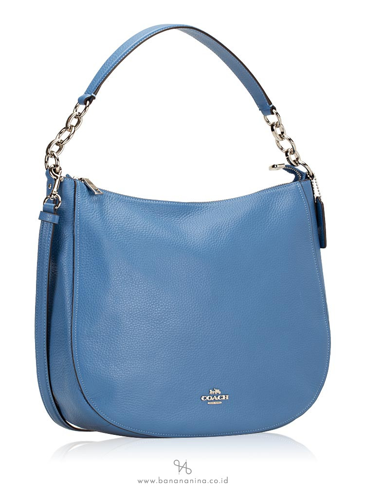 COACH 31399 Pebbled Leather Elle Hobo Sky Blue