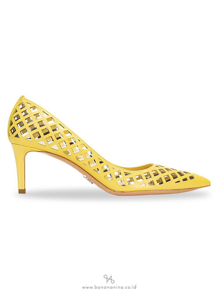 PRADA 1I436G Capretto Perforated Leather Pump Ananas Sz 36.5