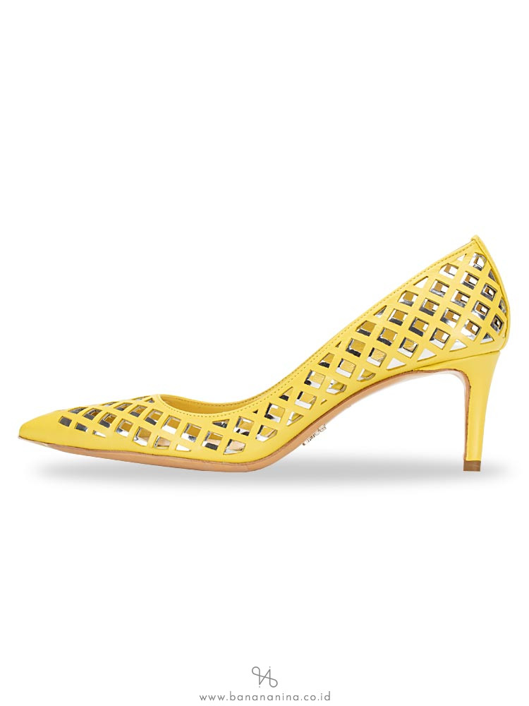 PRADA 1I436G Capretto Perforated Leather Pump Ananas Sz 36.5