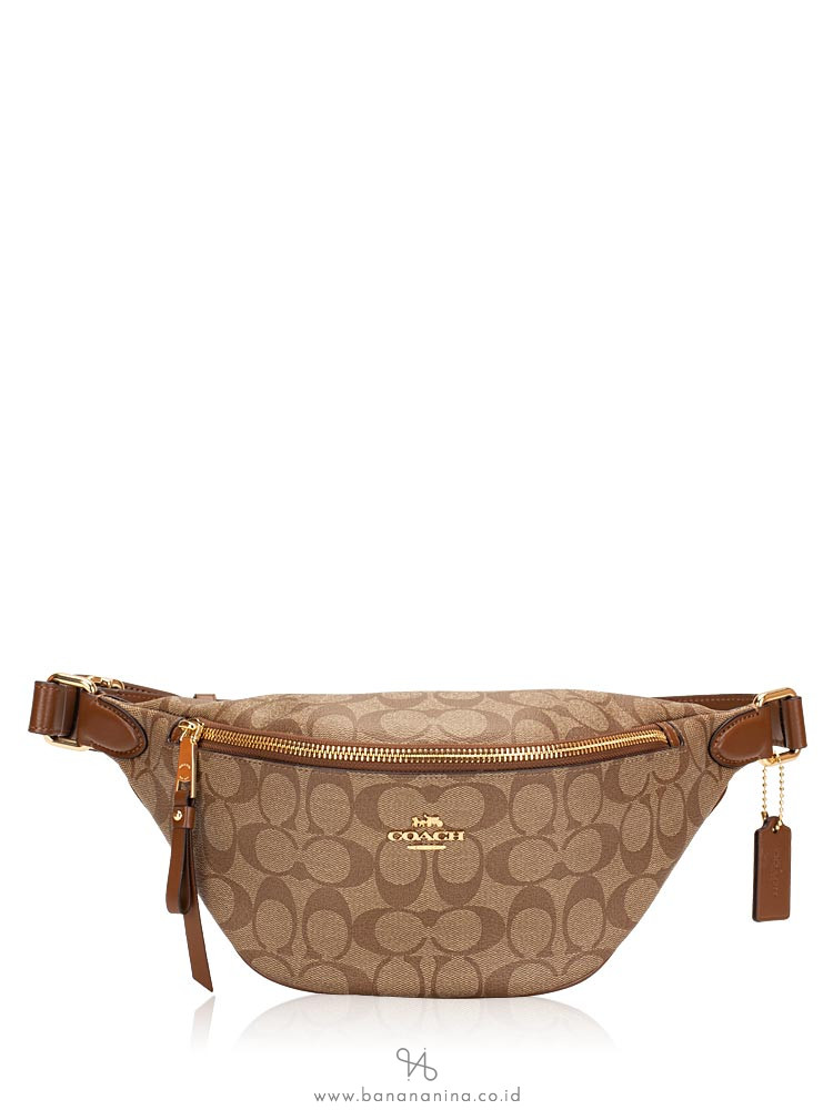 COACH 48740 Signature Belt Bag Khaki Saddle