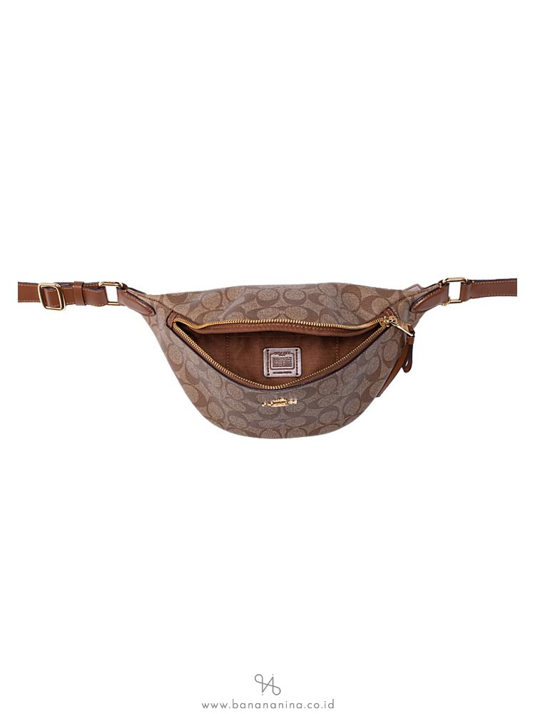 COACH 48740 Signature Belt Bag Khaki Saddle