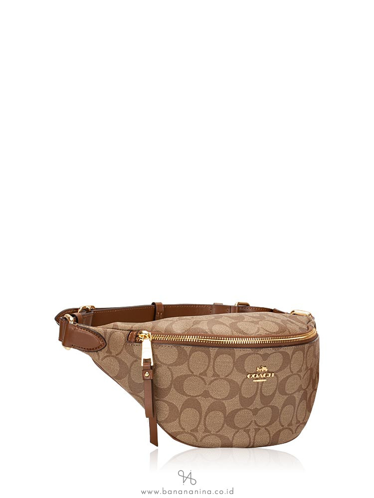 COACH 48740 Signature Belt Bag Khaki Saddle
