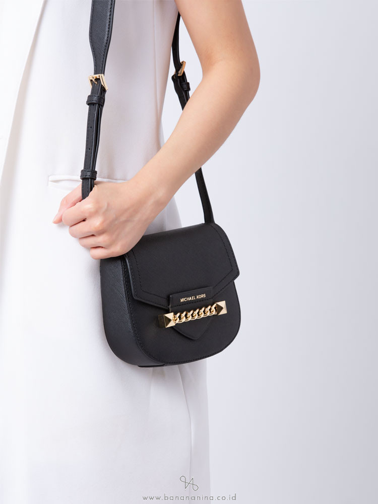 MICHAEL KORS Karla Small Saddle Crossbody Black