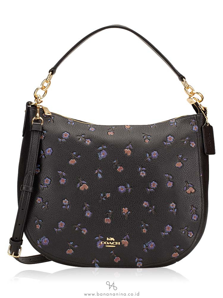 COACH 49129 Elle Vintage Prairie Print Hobo Black