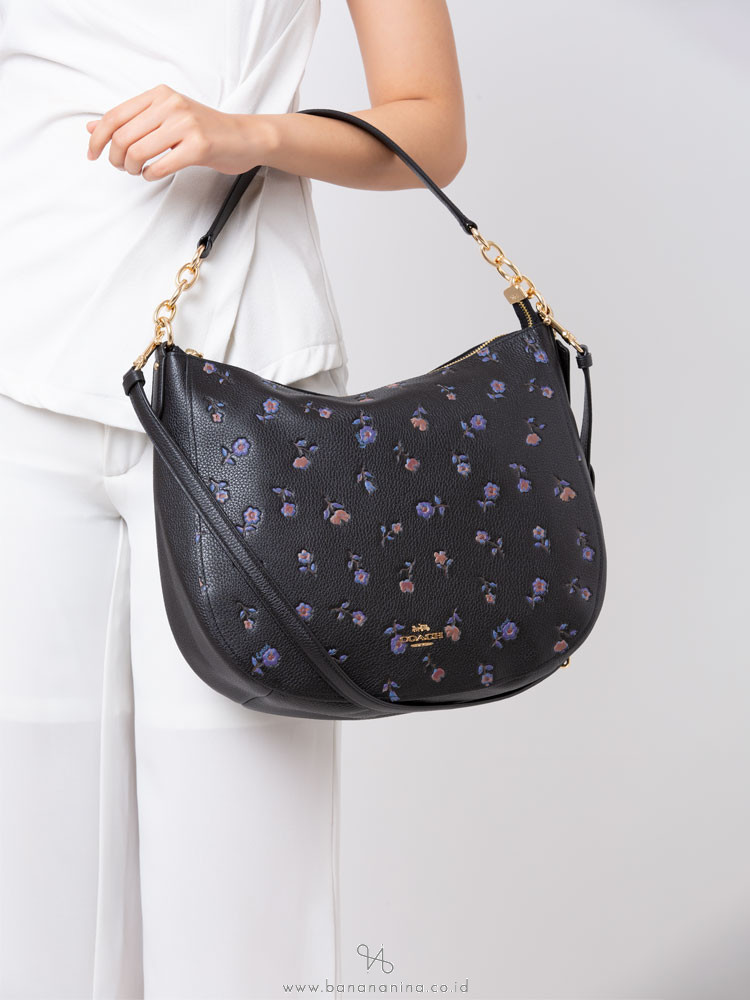 COACH 49129 Elle Vintage Prairie Print Hobo Black
