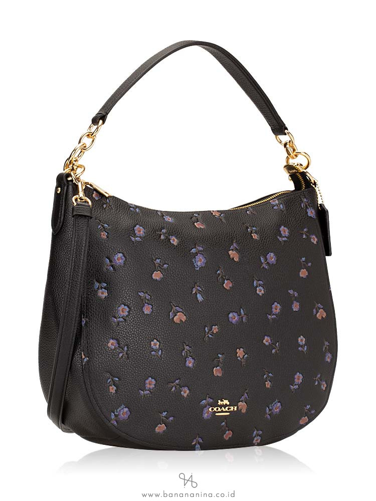 COACH 49129 Elle Vintage Prairie Print Hobo Black