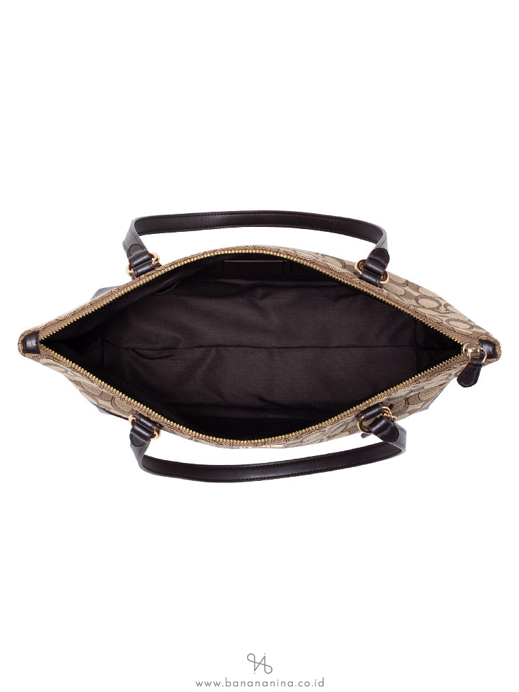 COACH 29958 Outline Signature Zip Tote Khaki Brown