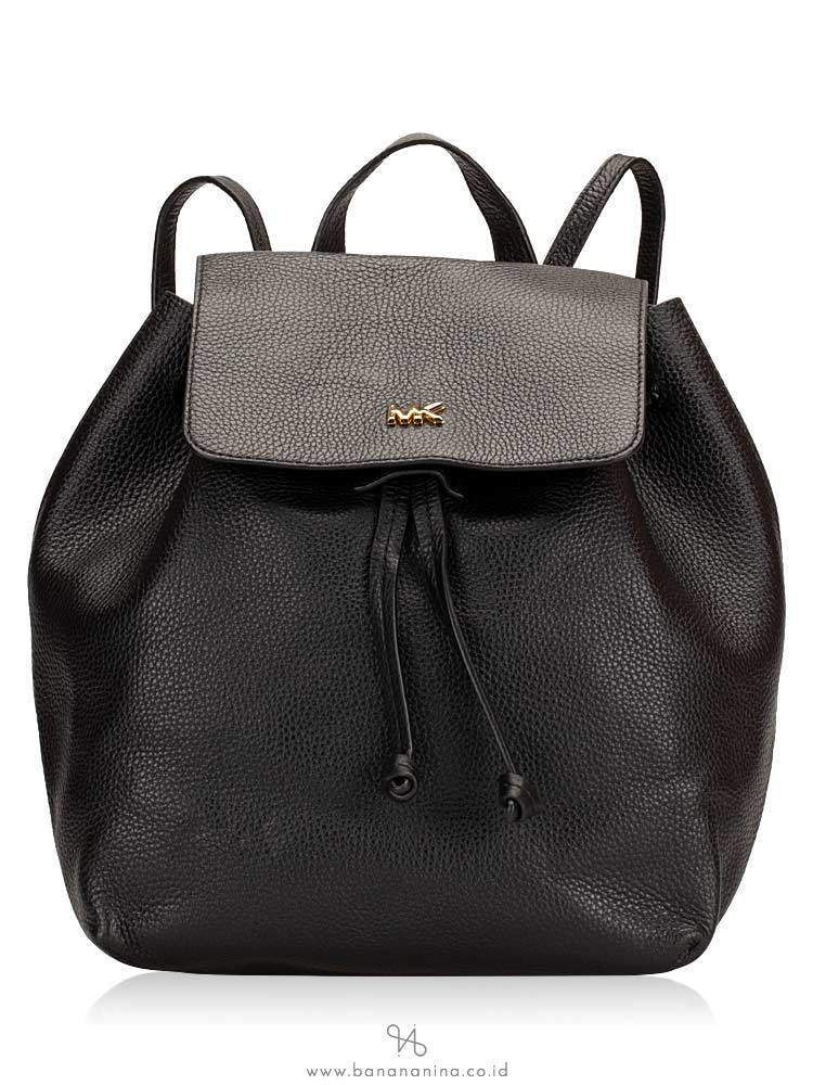 MICHAEL KORS Junie Leather Medium Flap Backpack Black